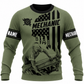 Personalized Mechanic Sweatshirt - Olive Green American Flag Mechanic - front view