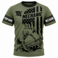 Personalized Mechanic T-Shirt - Olive Green American Flag Mechanic - front view