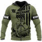 Personalized Mechanic Zip Hoodie - Olive Green American Flag Mechanic - front view