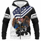 Personalized Welder Fleece Zip Hoodie - Black White American Eagle - front view