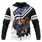 Personalized Welder Zip Hoodie - Black White American Eagle - front view