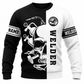 Personalized Welder Sweatshirt - Black White Welder Skull - front view