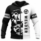 Personalized Welder Zip Hoodie - Black White Welder Skull - front view