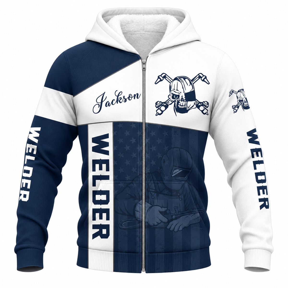 Fleece Zip Hoodie - matching personalized product design - front view