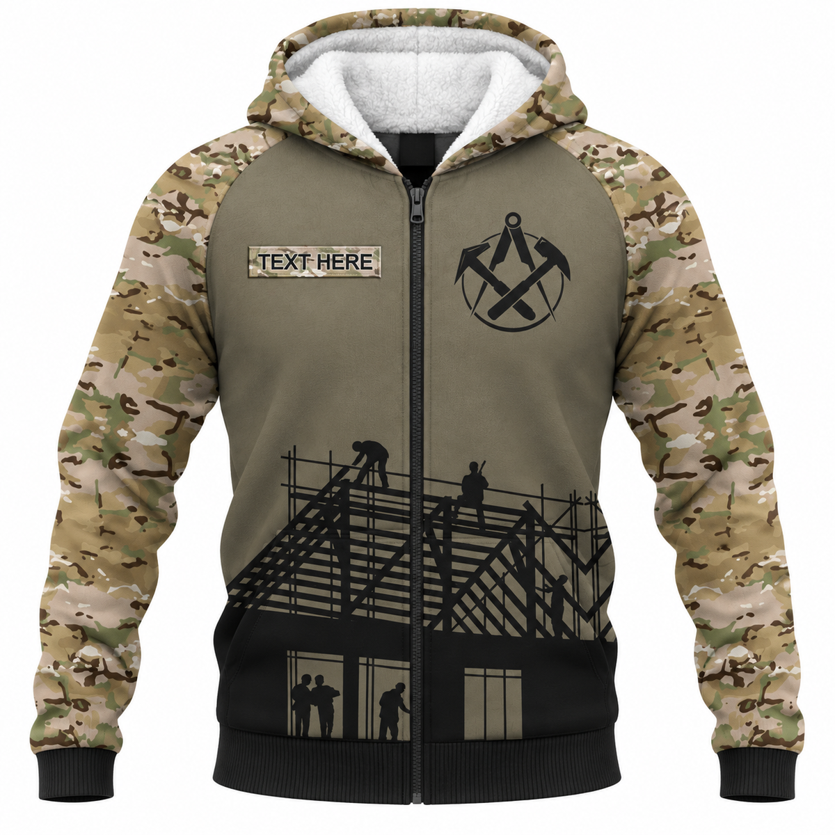 Fleece Zip Hoodie - matching personalized product design - front view