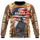 Roofer Sweatshirt - Tan American Flag Roofer Scene - front view