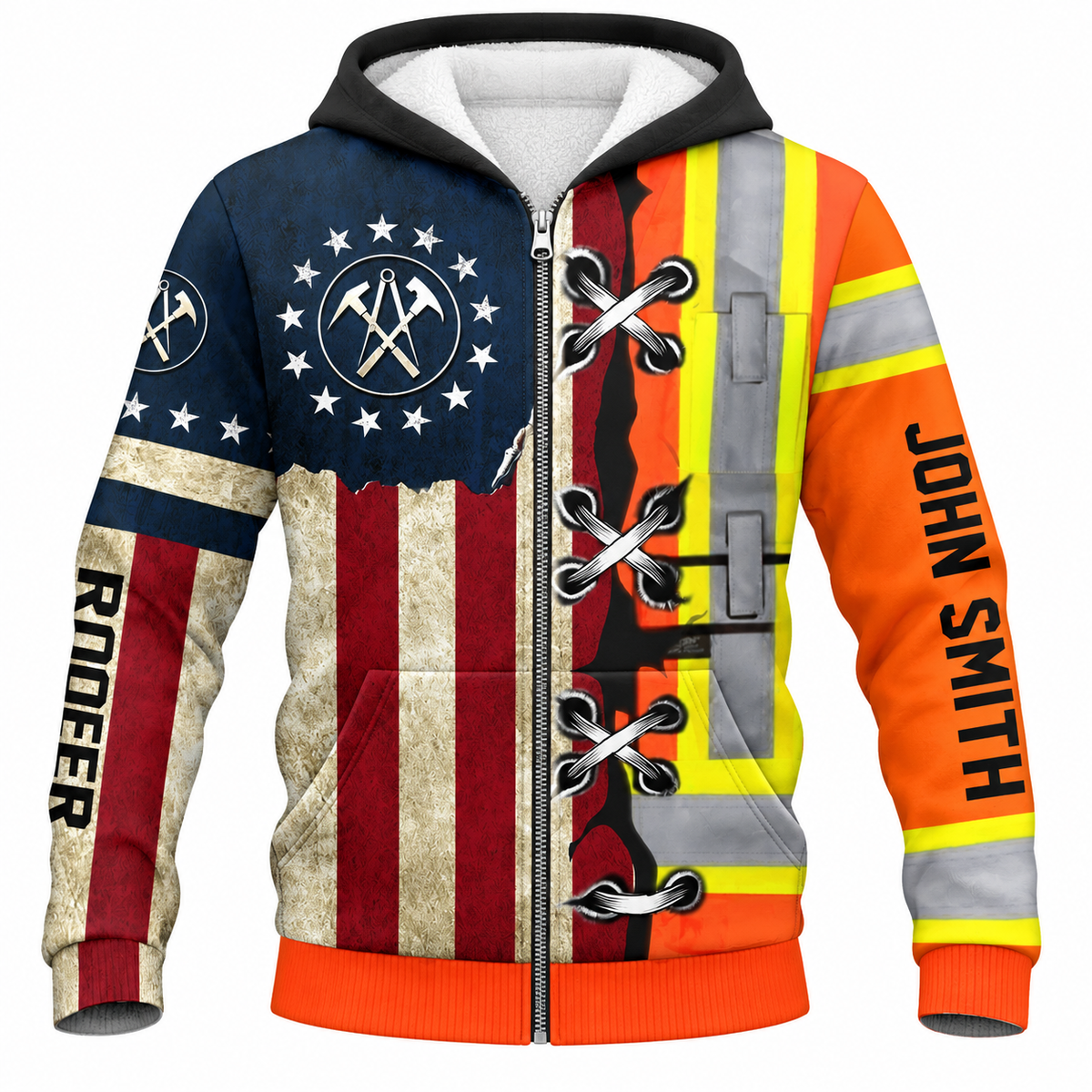 Fleece Zip Hoodie - matching personalized product design - front view