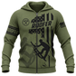 Roofer Zip Hoodie - Olive Green American Flag Roofer - front view