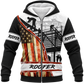 Roofer Fleece Zip Hoodie - Black White American Flag Roof Frame - front view
