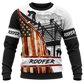 Roofer Sweatshirt - Black White American Flag Roof Frame - front view