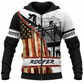 Roofer Zip Hoodie - Black White American Flag Roof Frame - front view
