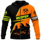 Roofer Zip Hoodie - Orange Black Roof Frame Silhouette - front view