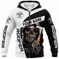 Roofer Fleece Zip Hoodie - Black White Roofer Skull - front view