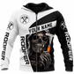 Roofer Zip Hoodie - Black White Roofer Skull - front view