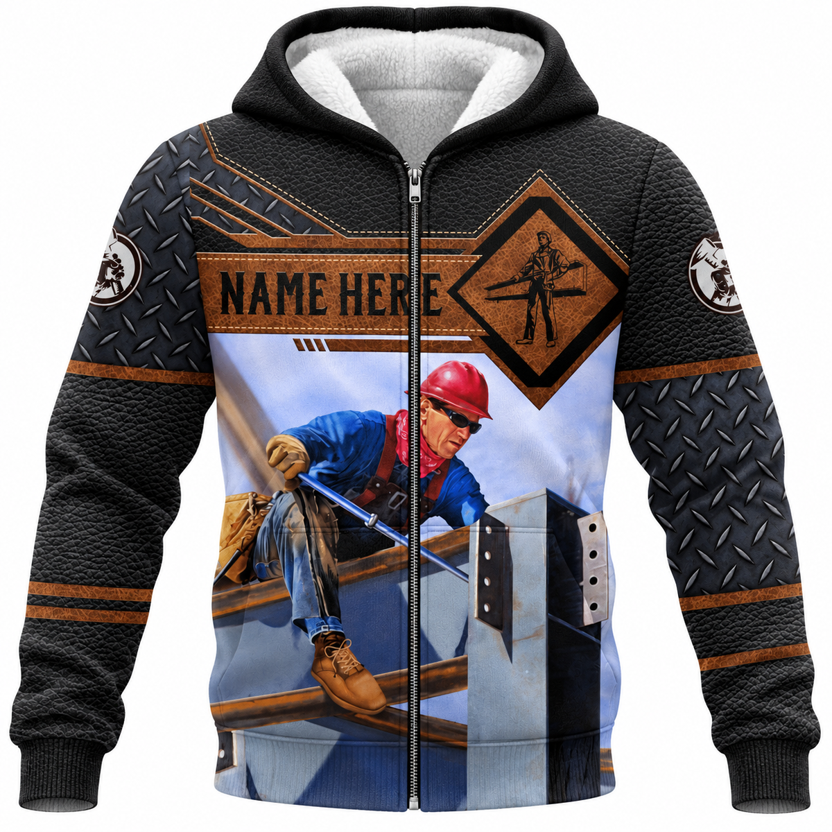 Fleece Zip Hoodie - matching personalized product design - front view