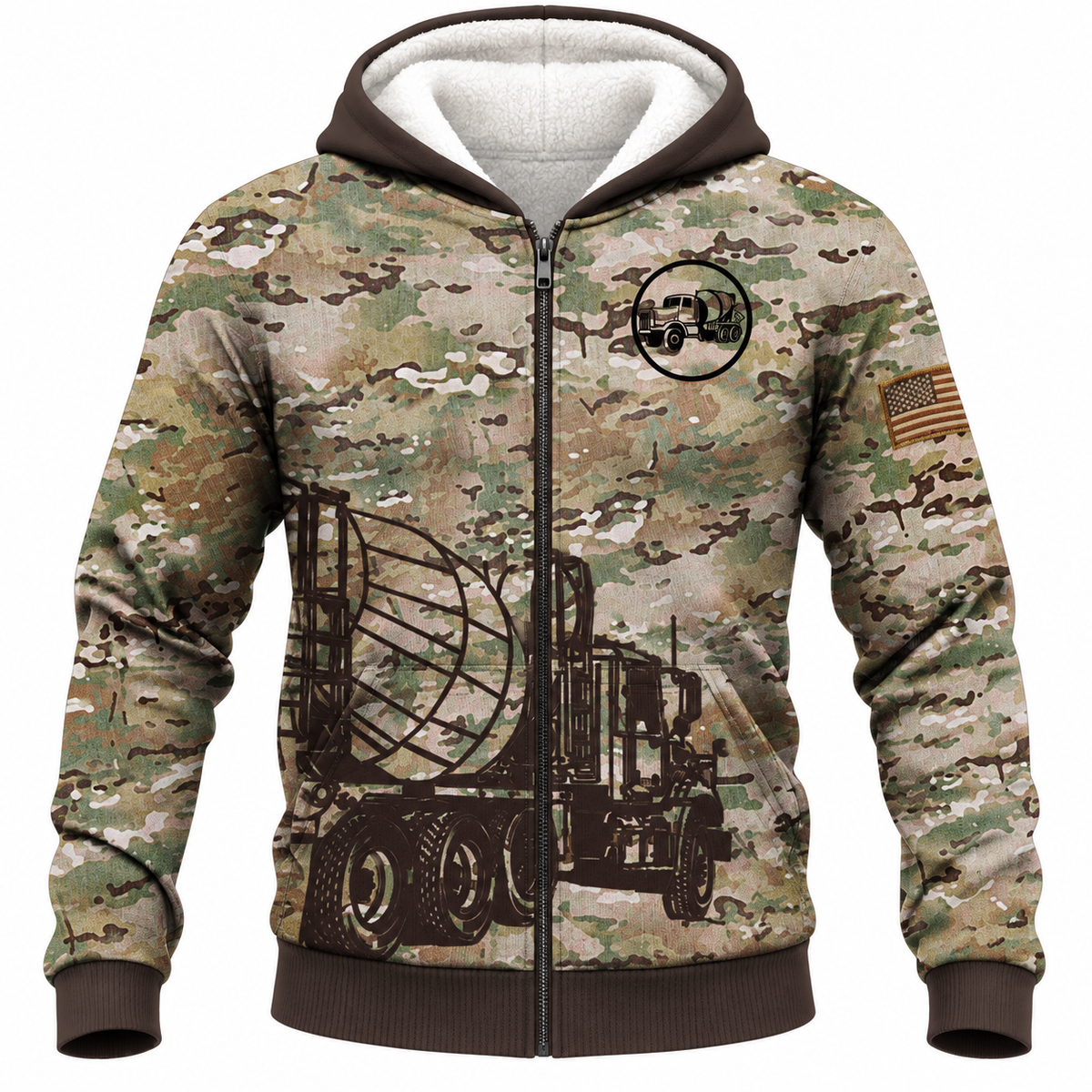 Fleece Zip Hoodie - matching personalized product design - front view