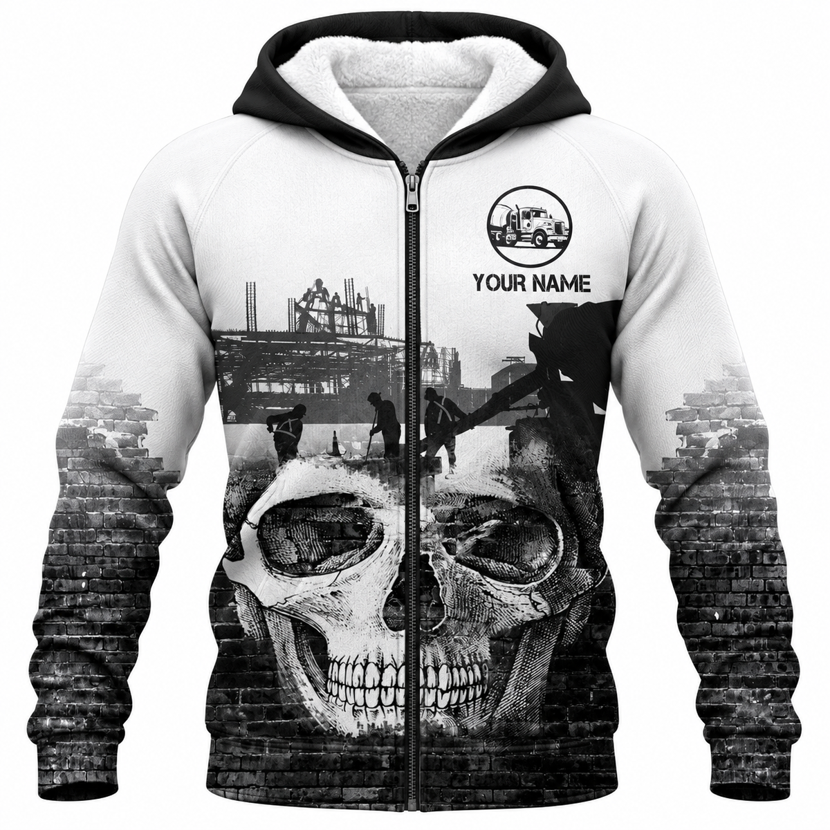 Fleece Zip Hoodie - matching personalized product design - front view
