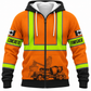 Concrete Finisher Hoodie & T-Shirt - Orange Vest Print And Nine To Five Quote – Fleece Zip Hoodie, front view