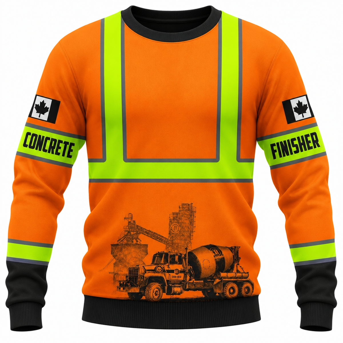 Concrete Finisher Hoodie & T-Shirt - Orange Vest Print And Nine To Five Quote – Sweatshirt, front view