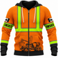 Concrete Finisher Hoodie & T-Shirt - Orange Vest Print And Nine To Five Quote – Zip Hoodie, front view