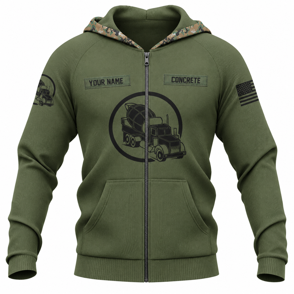 Zip Hoodie - matching personalized product design - front view