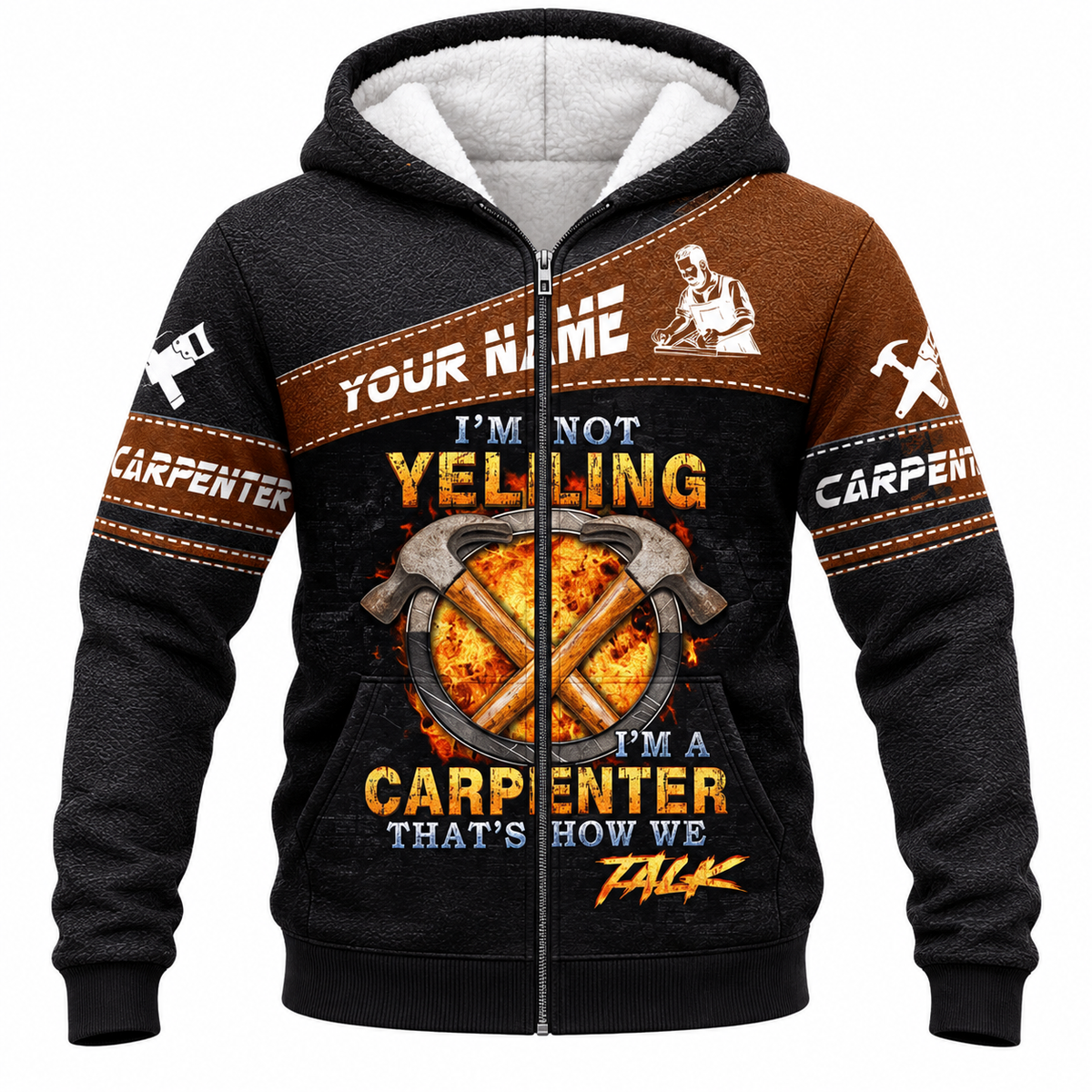 Fleece Zip Hoodie - matching personalized product design - front view