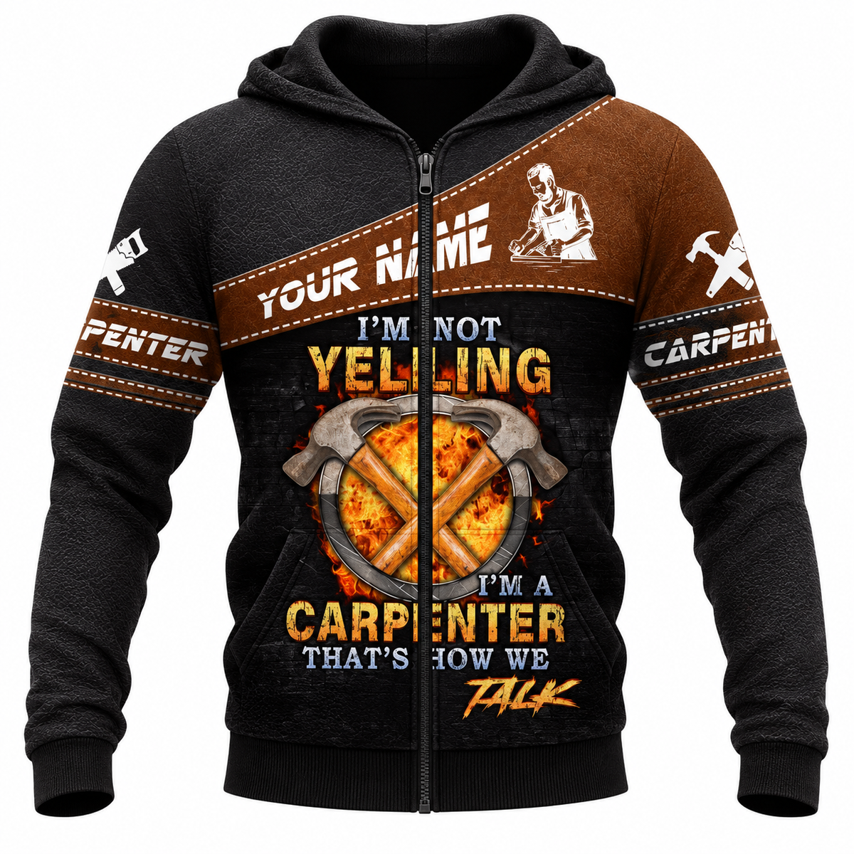 Zip Hoodie - matching personalized product design - front view