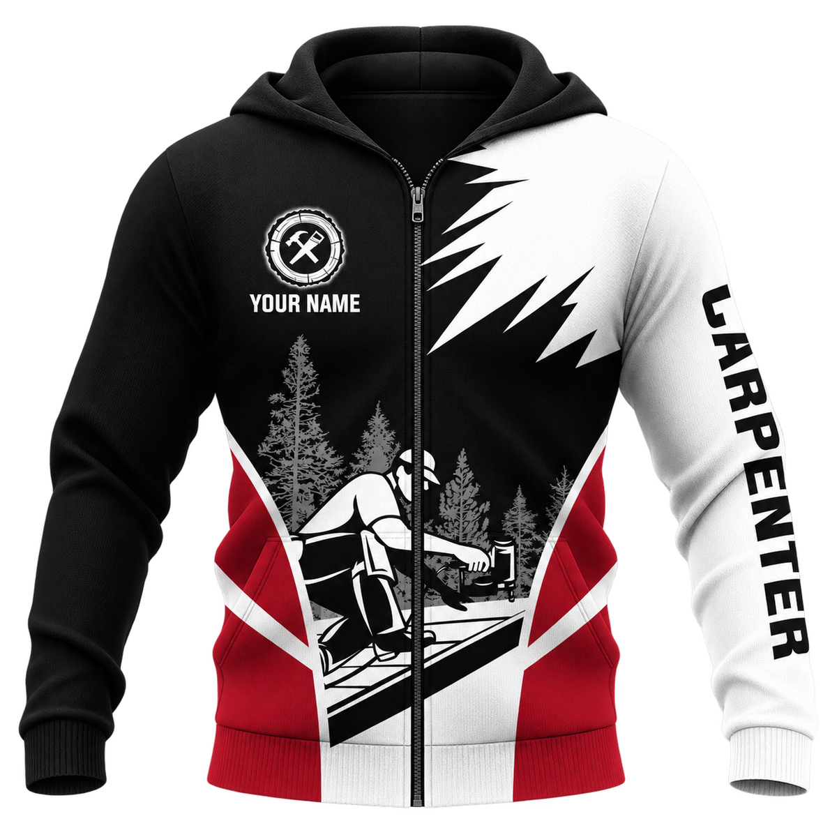 Zip Hoodie - matching personalized product design - front view