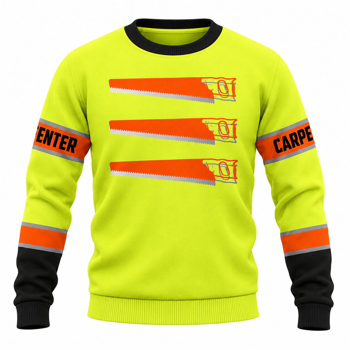 Personalized Carpenter Hoodie & T-Shirt - Yellow Orange Stripe Carpenter Print – Sweatshirt, front view