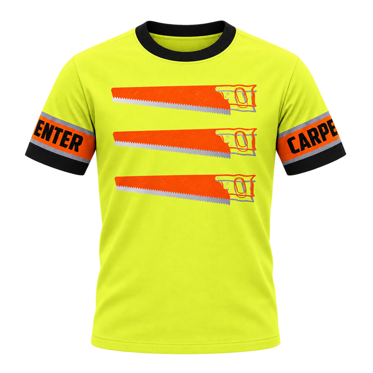 Personalized Carpenter Hoodie & T-Shirt - Yellow Orange Stripe Carpenter Print – T-Shirt, front view