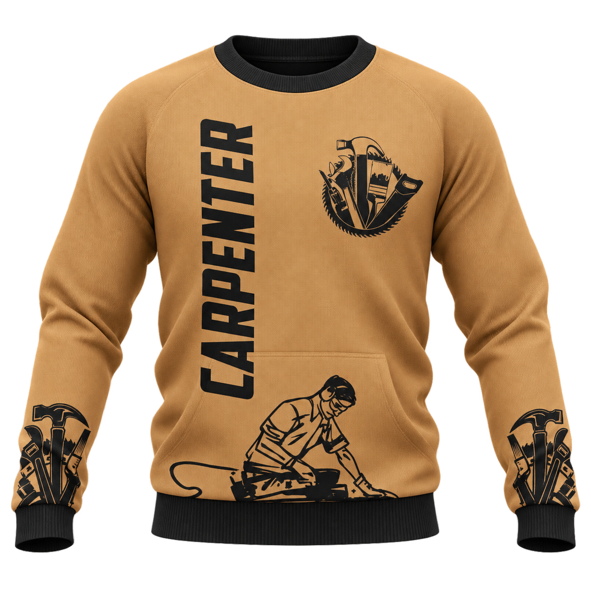 Personalized Carpenter Hoodie & T-Shirt - Tan Carpenter Lettering – Sweatshirt, front view