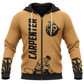 Personalized Carpenter Hoodie & T-Shirt - Tan Carpenter Lettering – Zip Hoodie, front view