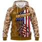 Personalized Carpenter Hoodie & T-Shirt - Tan Camouflage American Flag Carpenter – Fleece Zip Hoodie, front view