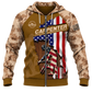 Personalized Carpenter Hoodie & T-Shirt - Tan Camouflage American Flag Carpenter – Zip Hoodie, front view