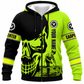 Personalized Carpenter Hoodie & T-Shirt - Black Neon Yellow Carpenter Skull – Fleece Zip Hoodie, front view