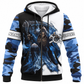 Personalized Carpenter Hoodie & T-Shirt - Blue Camouflage Grim Reaper – Fleece Zip Hoodie, front view
