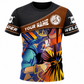Personalized Welder Hoodie & T-Shirt - Brown Panel Colourful Welding Sparks – T-Shirt, front view