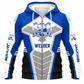 Personalized Welder Hoodie & T-Shirt - Blue White Welding Badge – Fleece Zip Hoodie, front view
