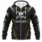 Personalized Welder Hoodie & T-Shirt - Black White Gold Welder Badge – Fleece Zip Hoodie, front view