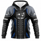 Personalized Plumber Hoodie & T-Shirt - Black Blue Plumbing Armour Print – Fleece Zip Hoodie, front view