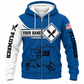 Personalized Plumber Hoodie & T-Shirt - Blue White Plumbing Tools – Fleece Zip Hoodie, front view