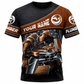 Personalized Plumber Hoodie & T-Shirt - Brown Diagonal Panel Plumber At Work – T-Shirt, front view