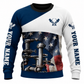 Personalized Plumber Hoodie & T-Shirt - Navy White American Flag Pipework – Sweatshirt, front view