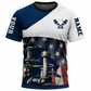 Personalized Plumber Hoodie & T-Shirt - Navy White American Flag Pipework – T-Shirt, front view