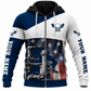 Personalized Plumber Hoodie & T-Shirt - Navy White American Flag Pipework – Zip Hoodie, front view