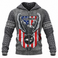 Personalized Plumber Hoodie & T-Shirt - Grey American Eagle Shield – Zip Hoodie, front view