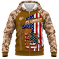 Personalized Plumber Hoodie & T-Shirt - Tan Camouflage American Flag Plumber – Fleece Zip Hoodie, front view