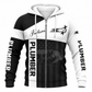 Personalized Plumber Hoodie & T-Shirt - Black White Plumbing Tools – Fleece Zip Hoodie, front view