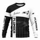 Personalized Plumber Hoodie & T-Shirt - Black White Plumbing Tools – Sweatshirt, front view