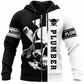 Personalized Plumber Hoodie & T-Shirt - Black White Plumber Skull – Zip Hoodie, front view